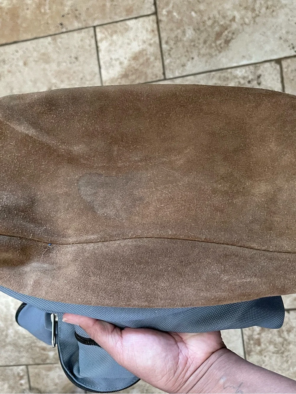 Jansport Gray Backpack with Brown Suede Base